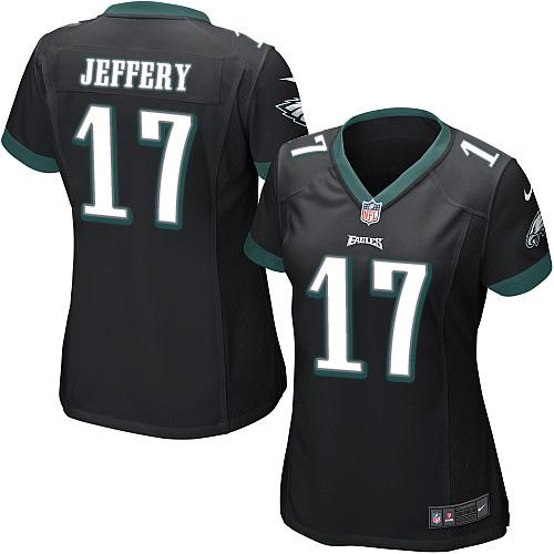 Nike Eagles #17 Alshon Jeffery Black Alternate Women's Stitched NFL New Elite Jersey